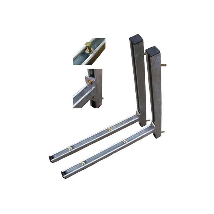 Cantilever Arm Wall Bracket Kit - 2 x 600mm Arm 2 x 750mm Vertical Steel