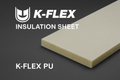 K-Flex insulation sheet with K-Flex logo and text on a dark background