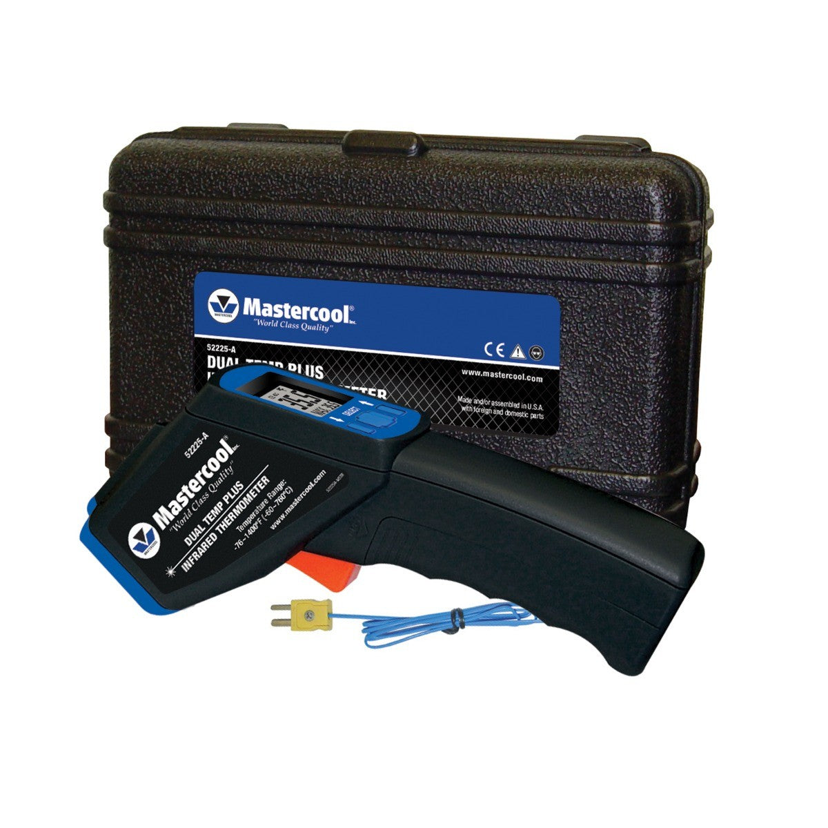مقياس حرارة بالأشعة تحت الحمراء مزدوج الحرارة من ماستركول 52225-A لأنظمة التدفئة والتهوية وتكييف الهواء بنسبة 30:1