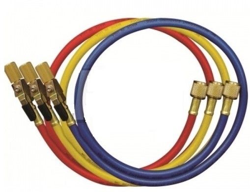 Mastercool 90262-60 Set of 3-150cm Standard Hose 1/4 & 1/4 Manual Shut-Off