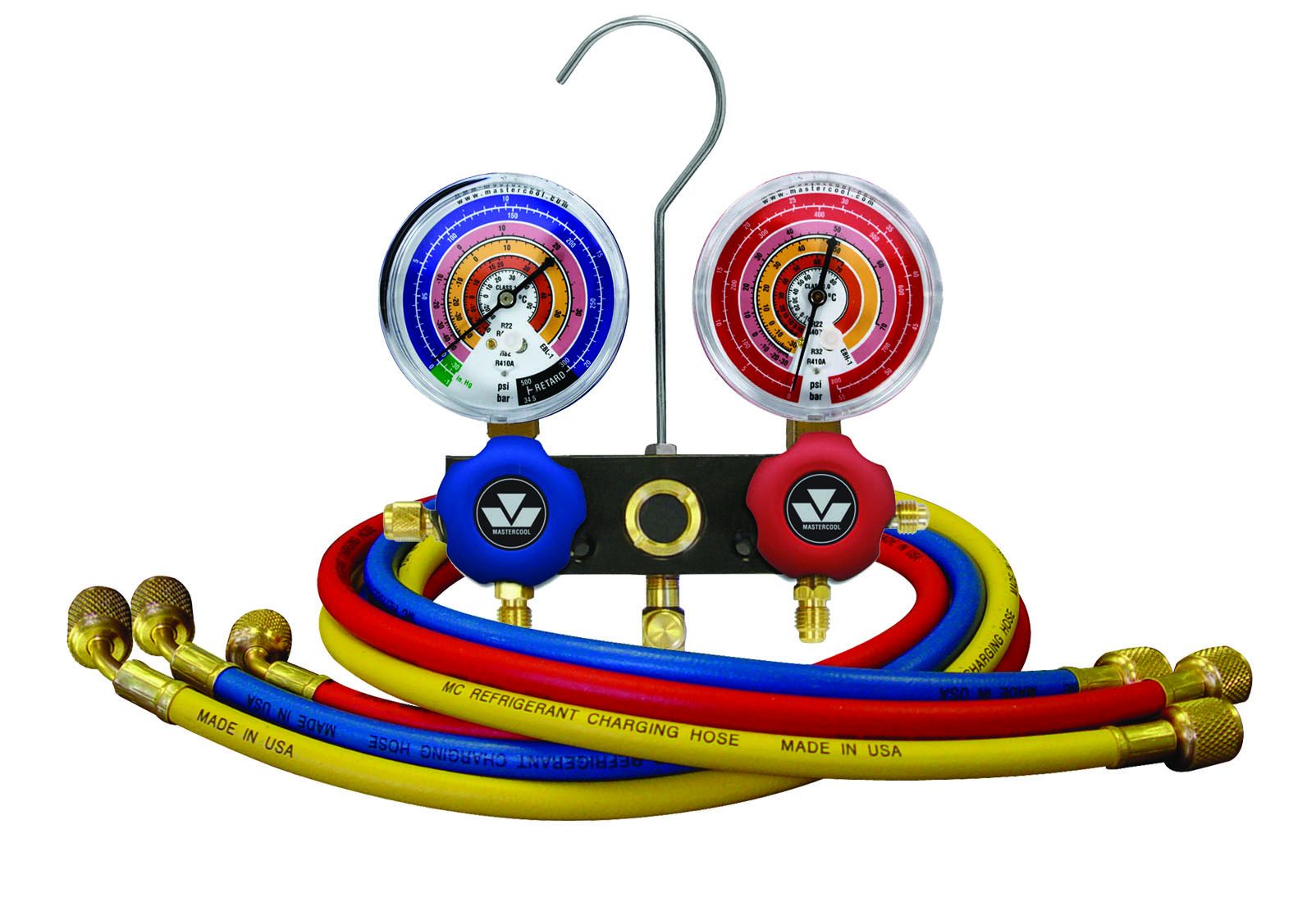 Mastercool 93636-EB1 2-Way Aluminum Manifold Gauge Set for R410A, R32, R22, R407C