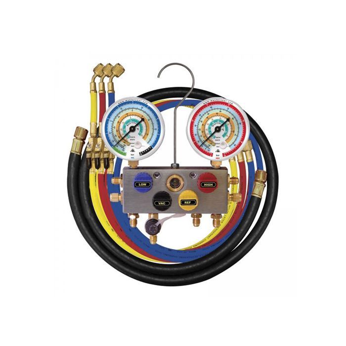 Mastercool 96272-EB 4-Way Manifold Gauge Set for R410A R22 HVAC 180cm Hoses