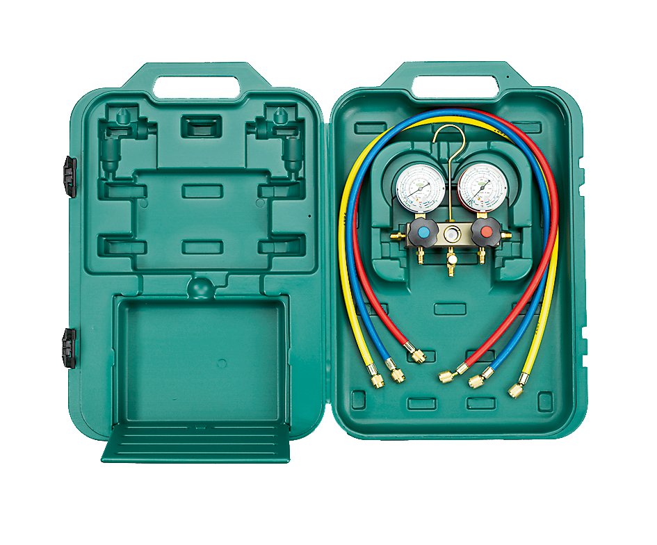 Refco 2-Way Manifold Set R22 R407C R410A with 5 Hoses — Q196