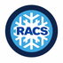 Logo with 'RACS' text and snowflake design on a blue background