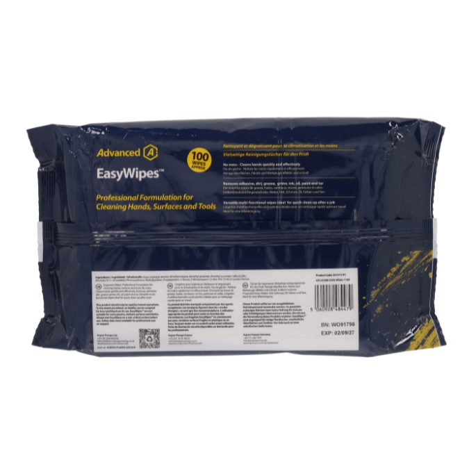 Packaging of Advanced EasyWipes on a white background