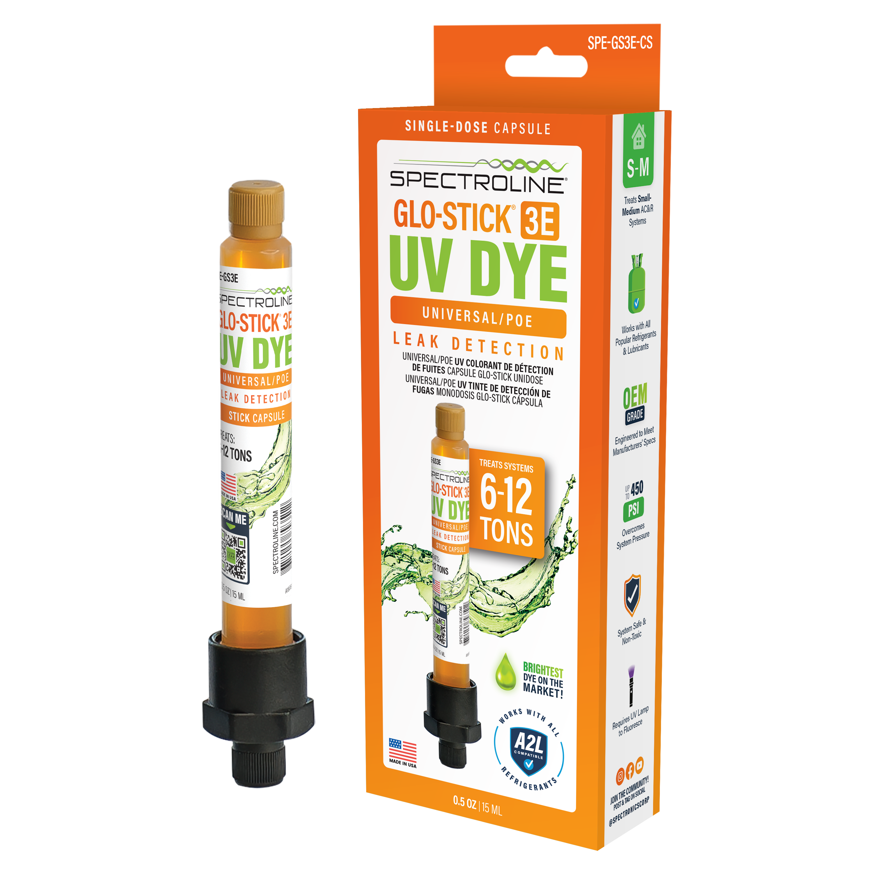 Spectroline Glo-Stick 3E UV Fluorescent Dye Capsule — GS-3/E