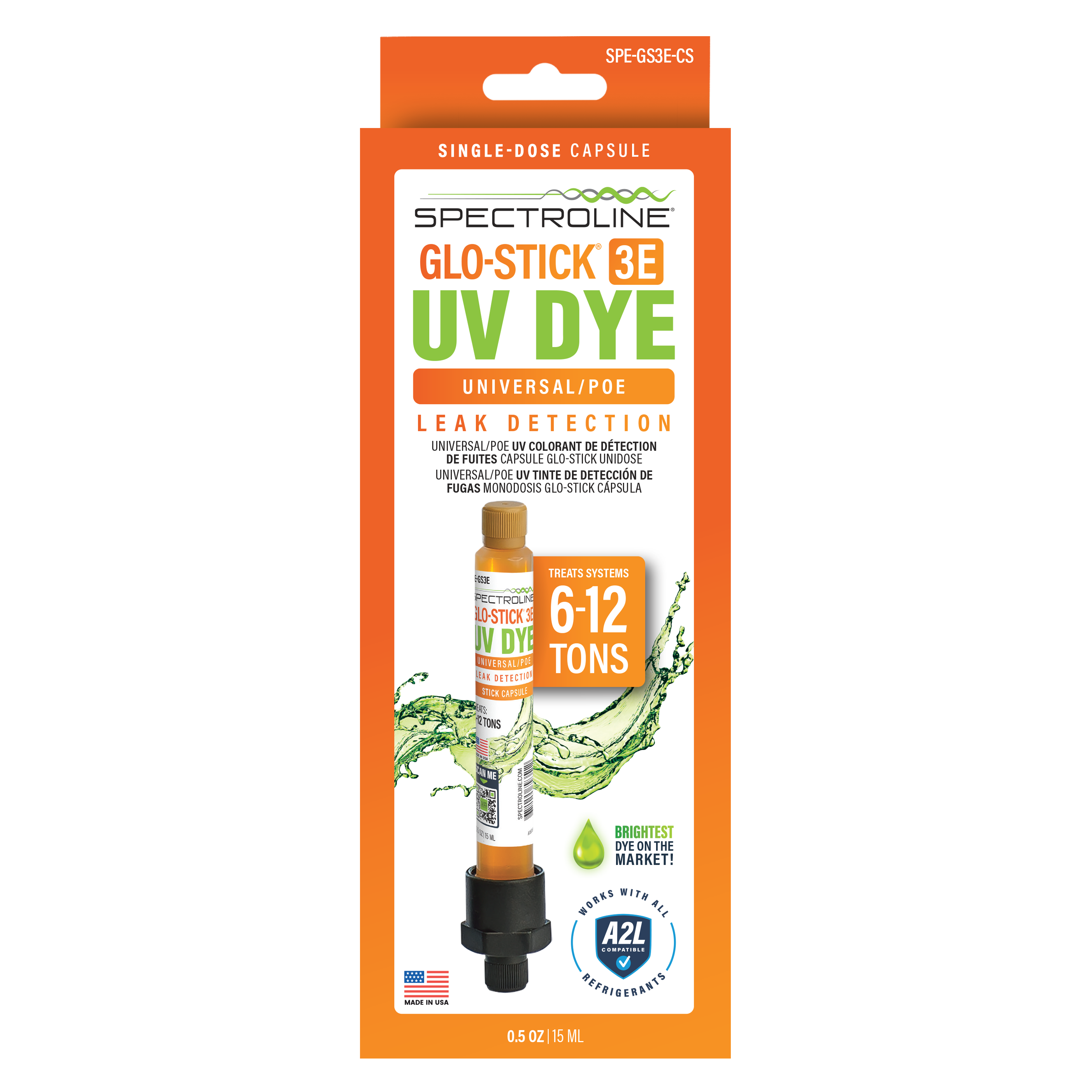 Spectroline Glo-Stick 3E UV Fluorescent Dye Capsule — GS-3/E